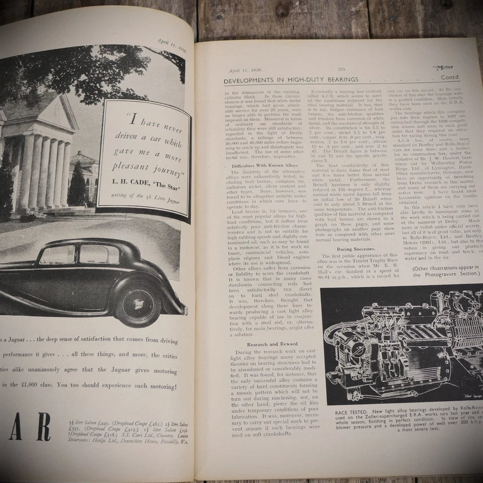 Vintage Motor Magazine April 11th 1939 Pre-WW2 Brooklands