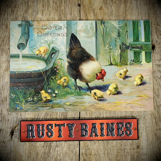 Postcard, Better Greetings Chromo Litho, Embossed, Easter, Hen, Chicks