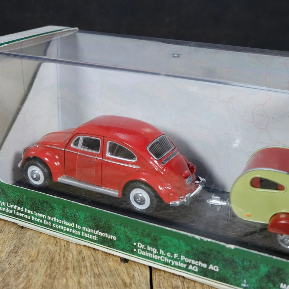 Hongwell Cararama VW Volkswagen Beetle & Teardrop Trailer/Camper