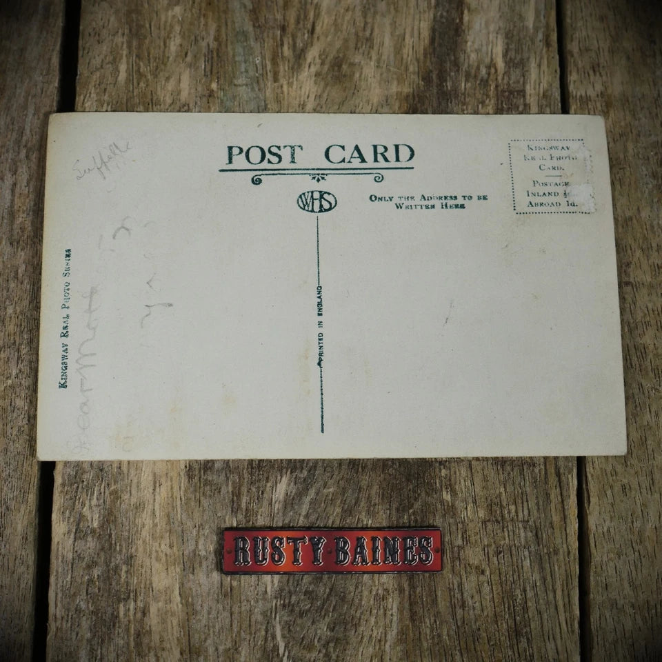 Postcard, Stowmarket River, Flat Cap Man Walking Dog, WHS Real Photo
