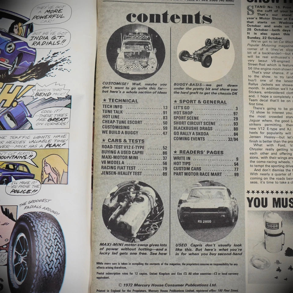Vintage Hot Car Custom Magazine November 1972, Mk1 Ford Capri