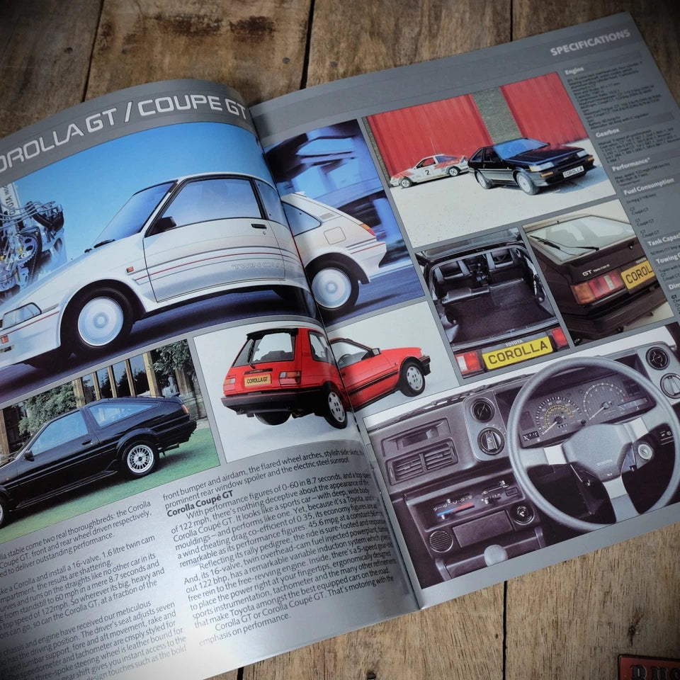 Car Brochure, Toyota Range 1986 UK, Celica, Corolla, Supra, Landcruiser Etc.