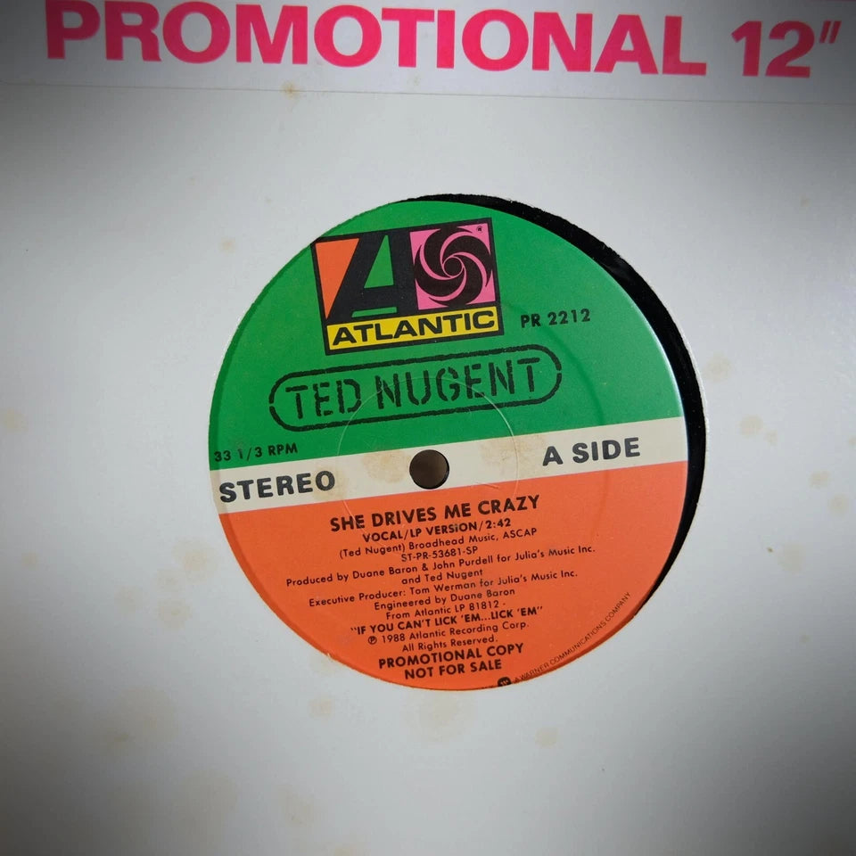 Record 12" Single, Ted Nugent, She Drives Me Crazy
