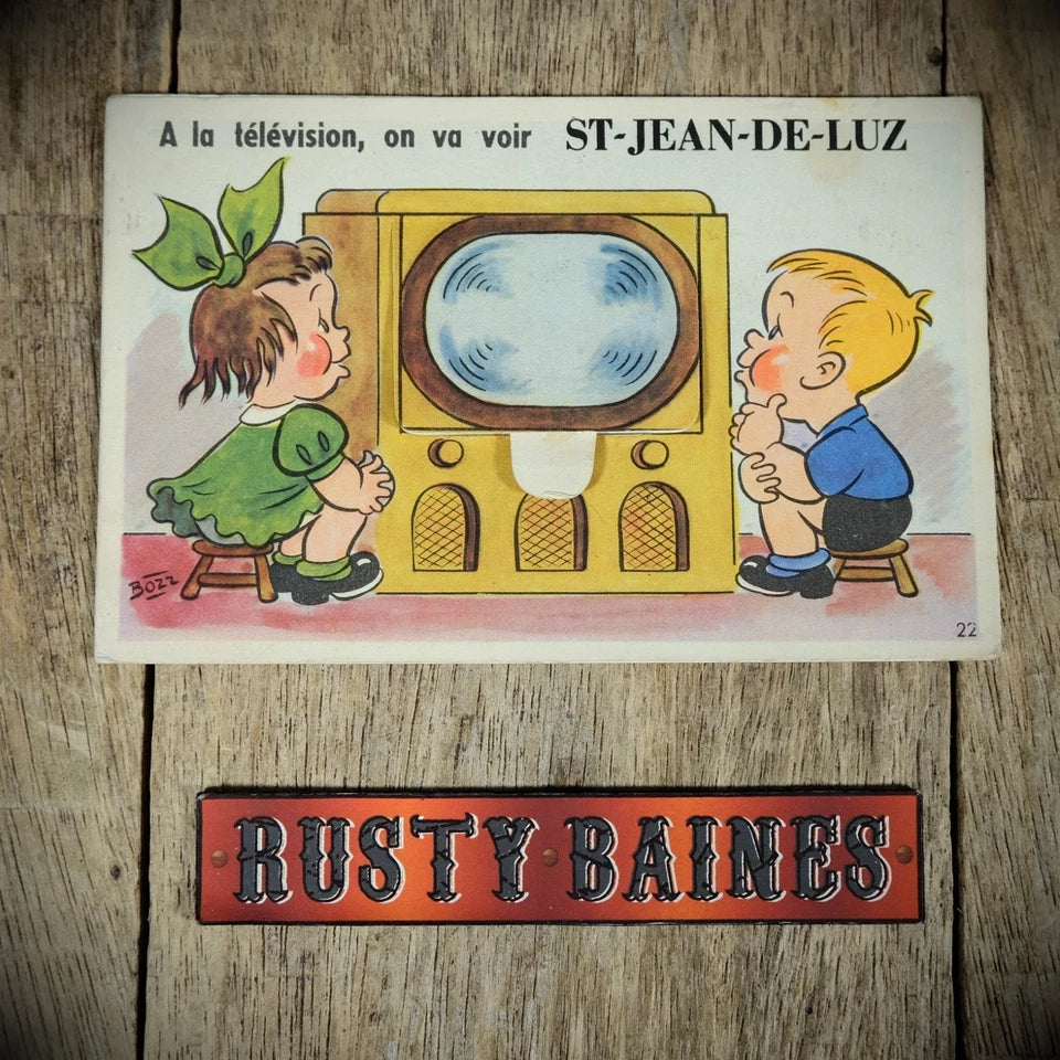 Postcard, Comic/ Novelty, Pull-Out Television Set, St Jean de Luz