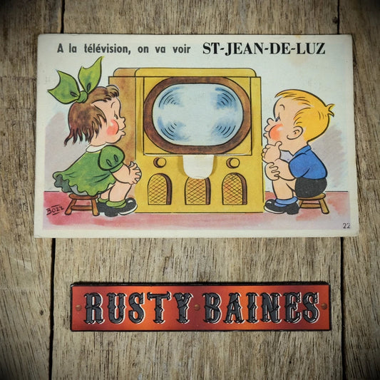 Postcard, Comic/ Novelty, Pull-Out Television Set, St Jean de Luz