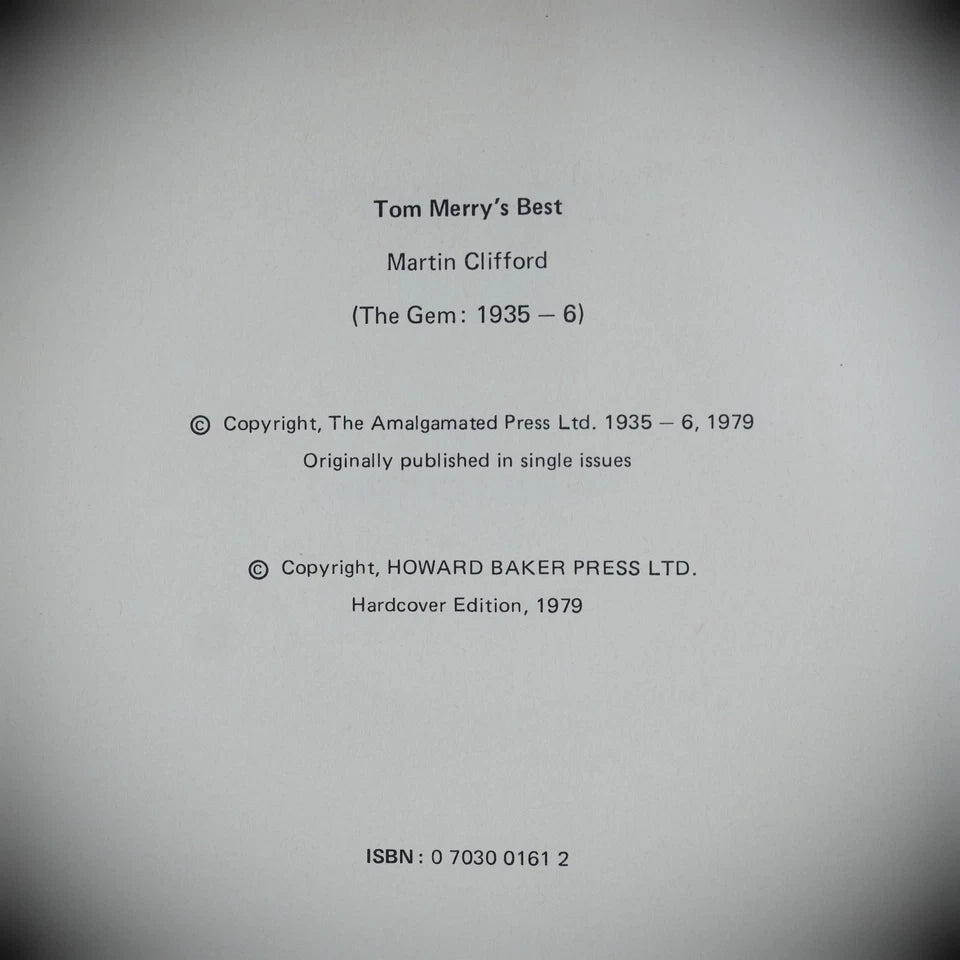 The Gem Volume No.8, Tom Merry's Best, Martin Clifford 1979 Hardback