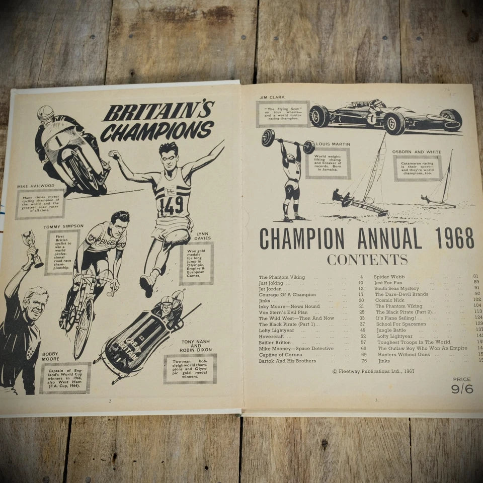 Champion Annual 1968 Hardback, Battler Britton, Phantom Viking, Spacemen School
