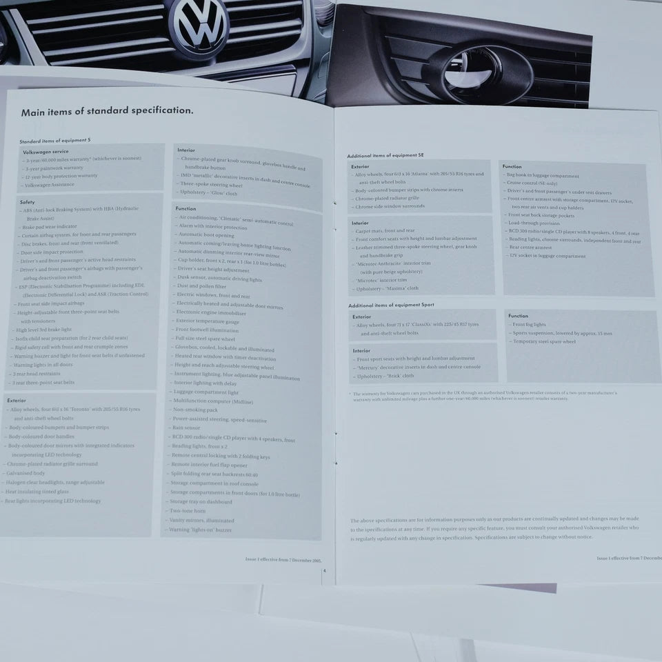 Original Car Brochure Pack, 2005 Volkswagen Jetta S/SE/Sport Petrol/Diesel