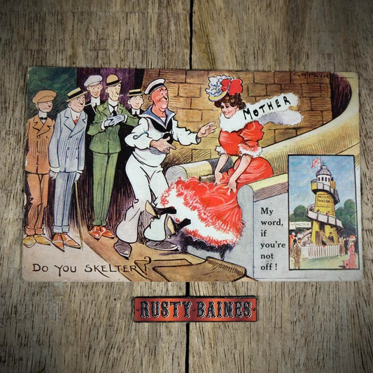 Postcard, Comic, Helter Skelter Ride, Glamour Girl