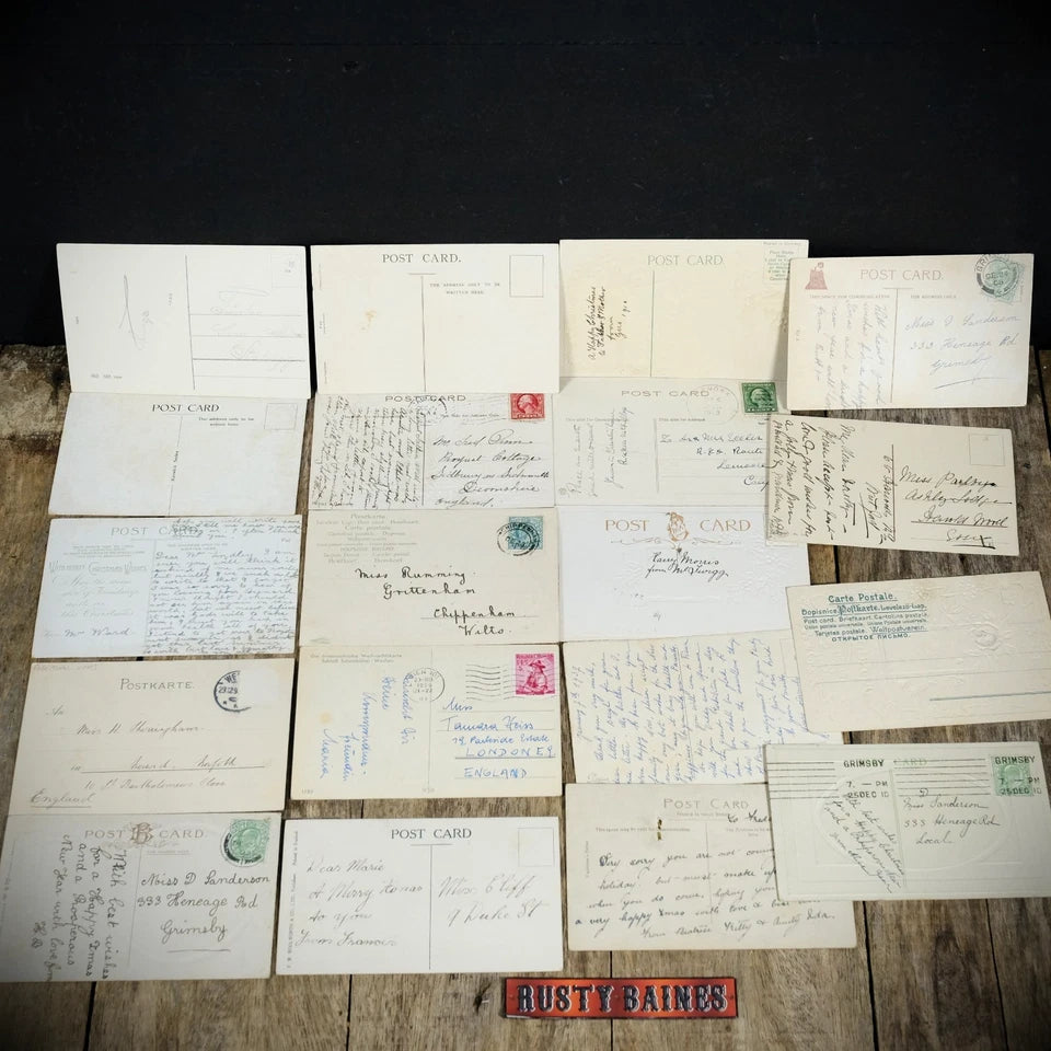 Bundle of Antique Postcards, Winter/Christmas Greetings x19