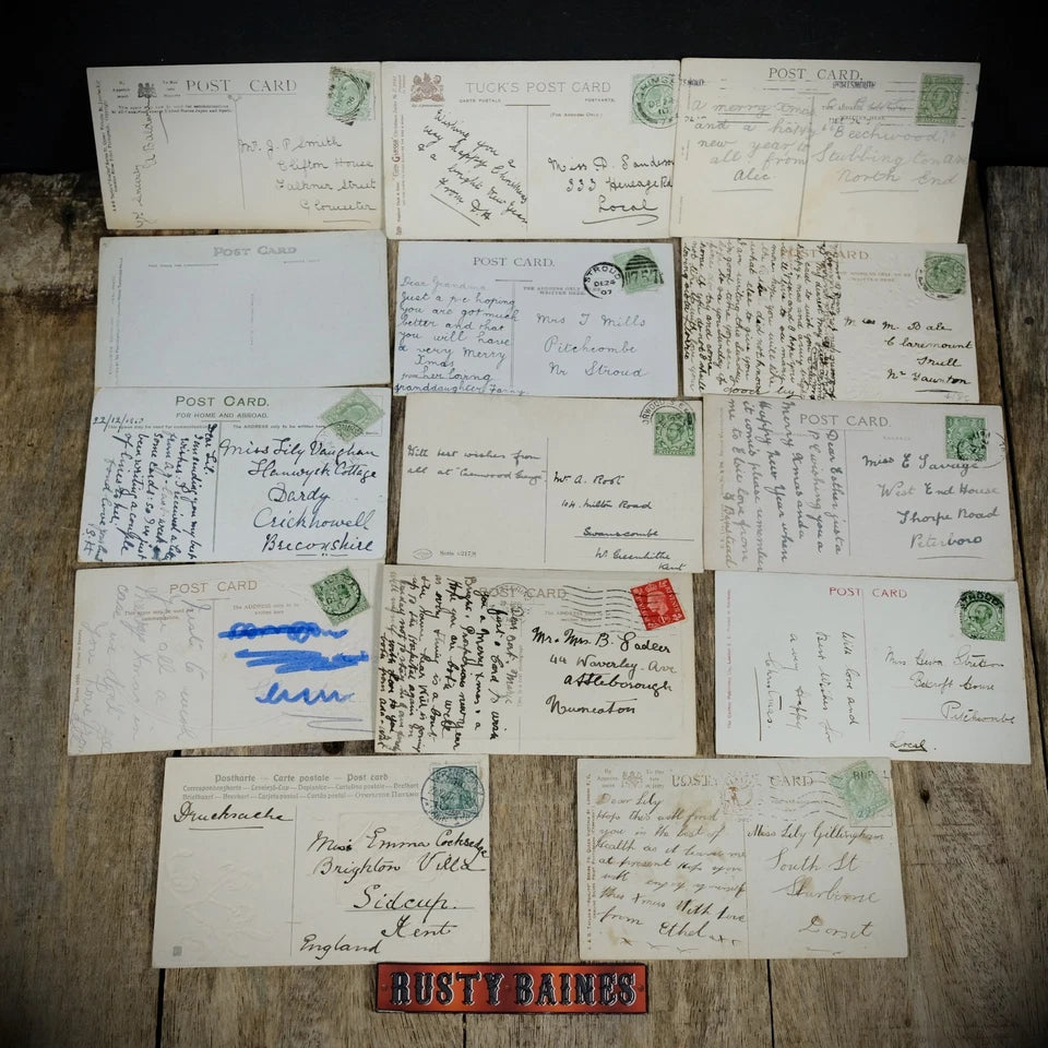 Bundle of Antique Postcards, Winter/Christmas Greetings x14