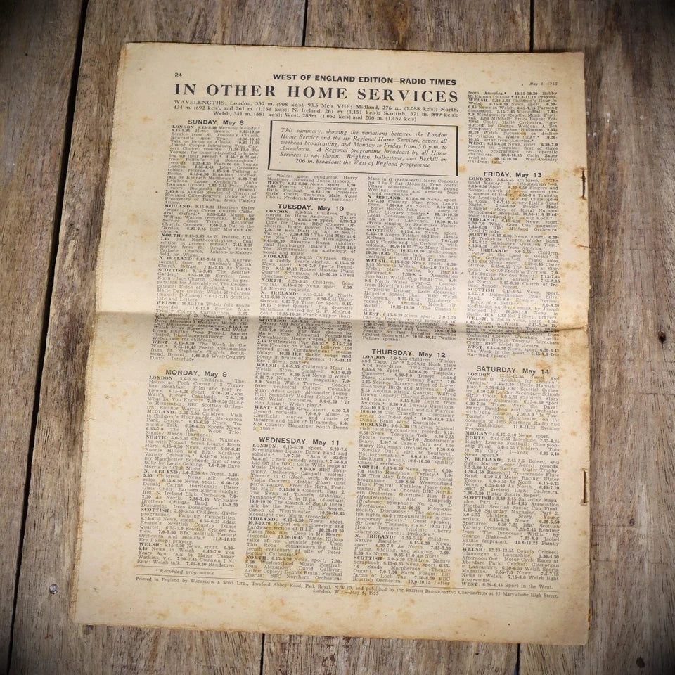 Original Radio Times May 6th 1955, TV & Radio Programmes