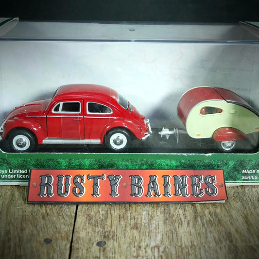 Hongwell Cararama VW Volkswagen Beetle & Teardrop Trailer/Camper