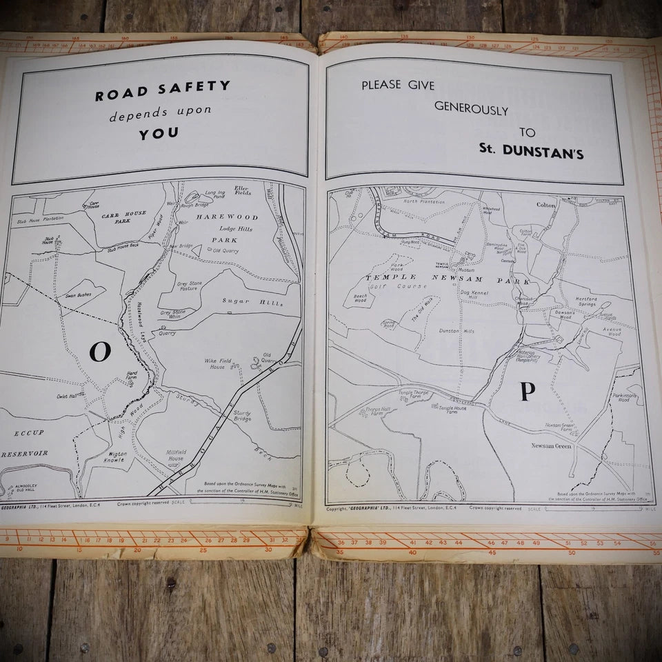 Burrow's Pointer Guide Map of Leeds, Vintage/Late 1960's