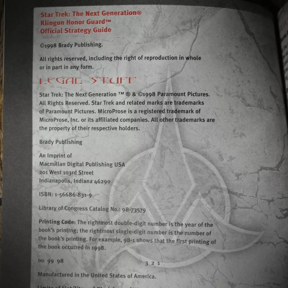 Star Trek Klingon Honor Guard Strategy PC Video Game Guide, Softcover