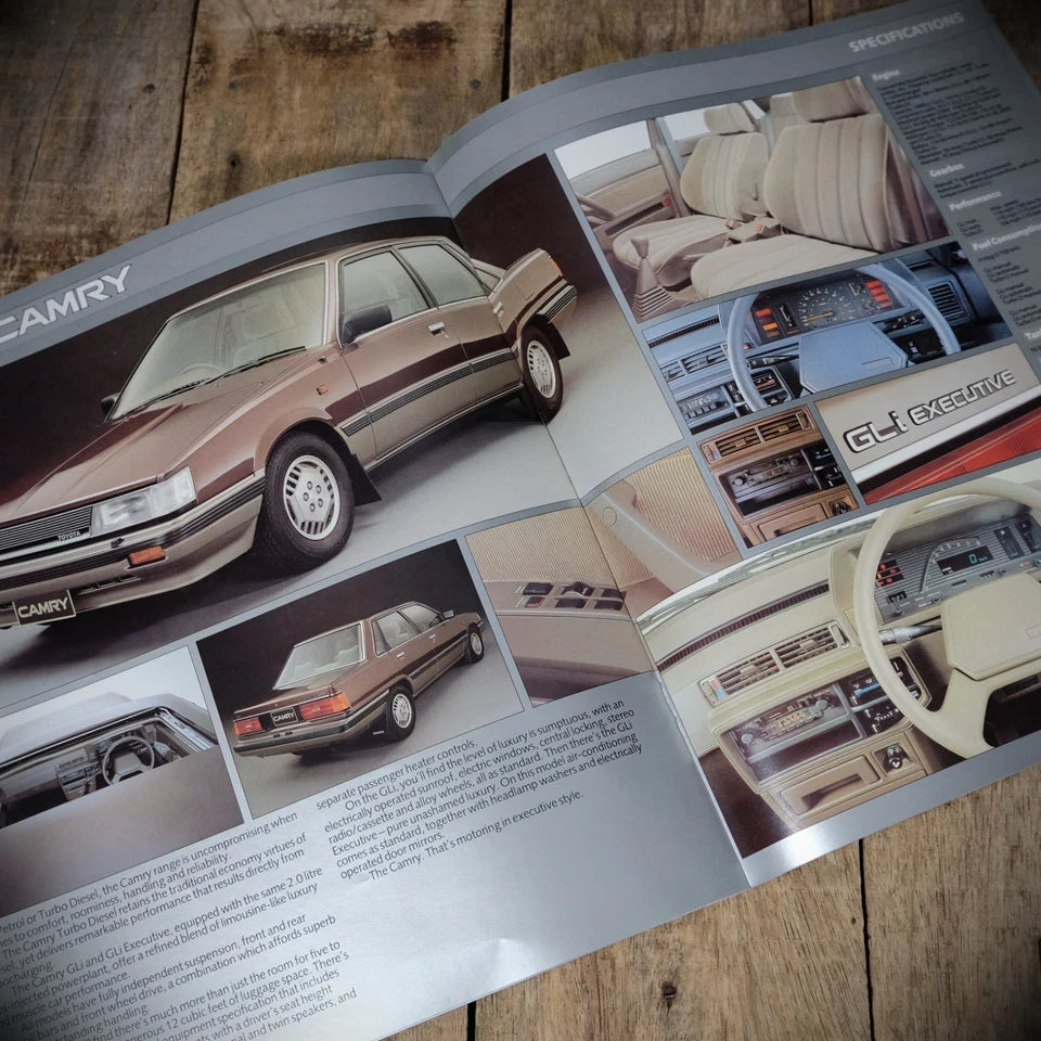 Car Brochure, Toyota Range 1986 UK, Celica, Corolla, Supra, Landcruiser Etc.
