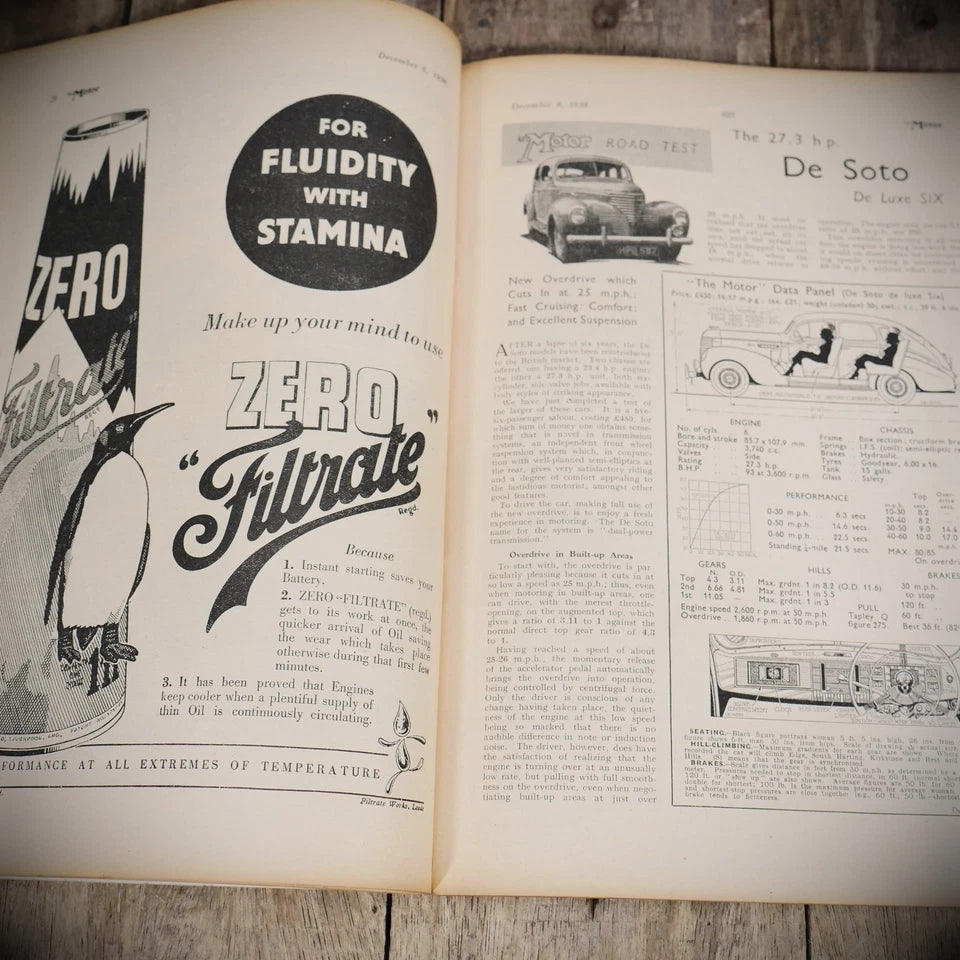 Vintage Motor Magazine December 6th 1938, Pre-WW2, Morris Ten