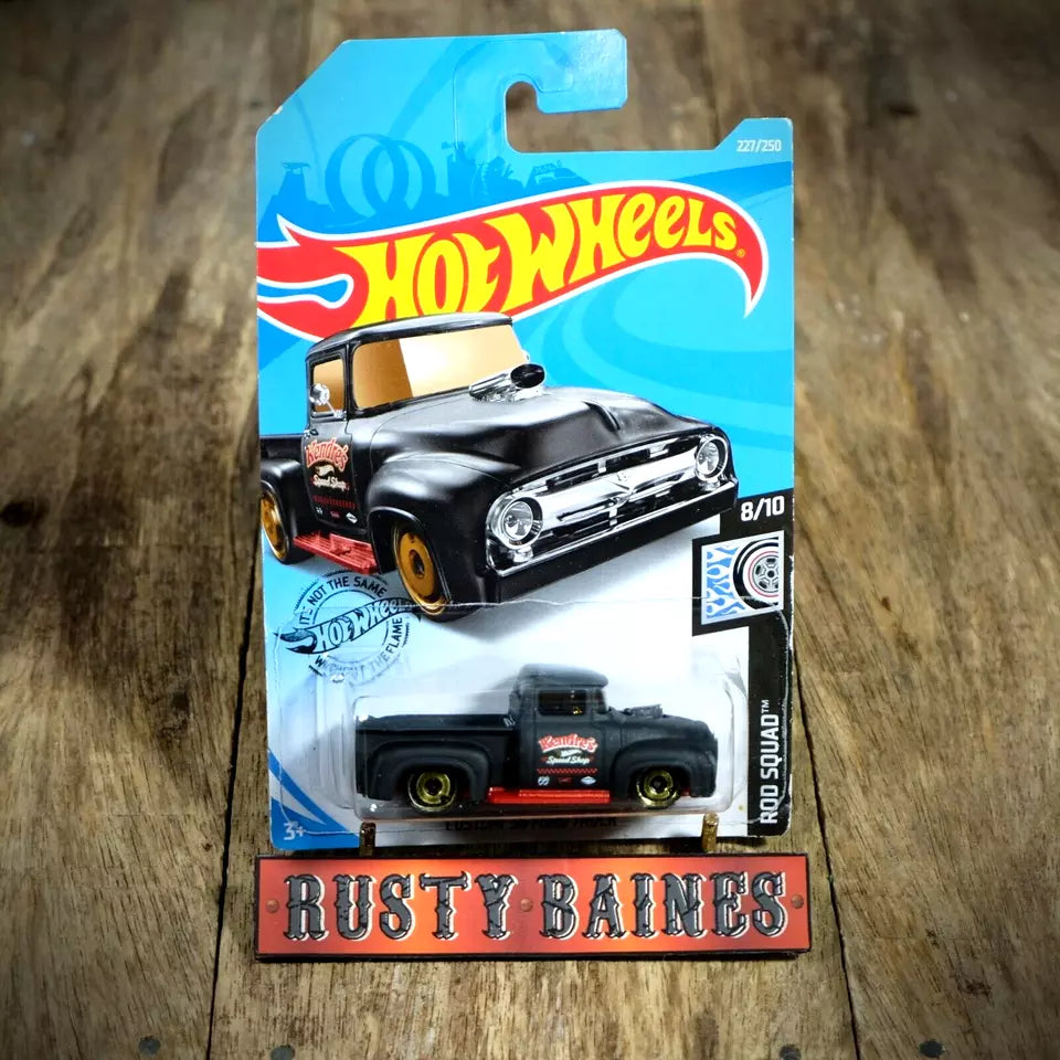 Hot Wheels, Custom '56 Ford Pick Up Truck, Matt Black, Long Card