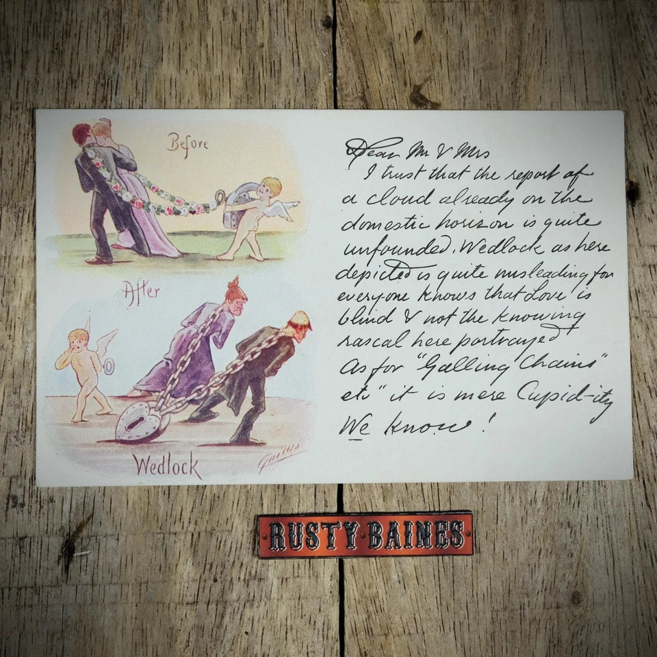 Postcard, Cynicus Humour, Cupid, Wedlock Marriage Chain Locket