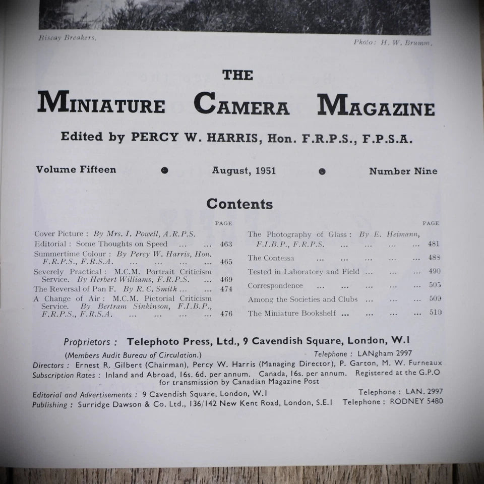 Vintage The Miniature Camera Pocket Magazine, Aug 1951