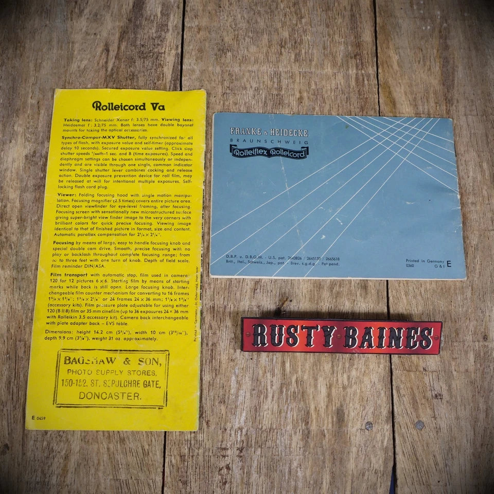 Rolleicord Va Brochure/Booklet and Manual